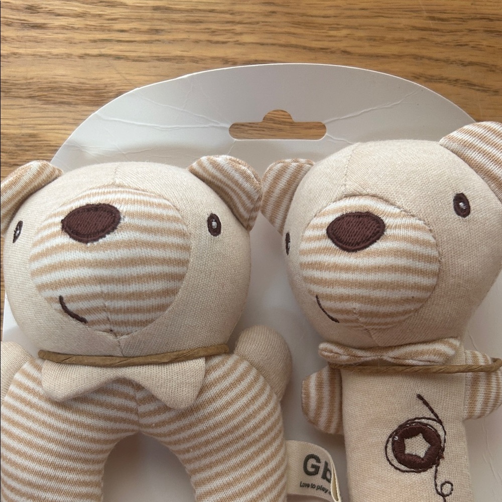 Adorable Tan Bear Rattle Set - Picture 3 of 3